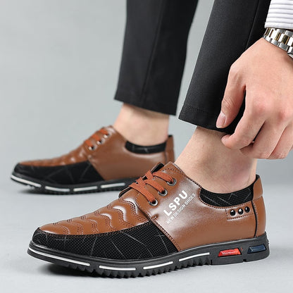 Middle Aged And Elderly Men'S Patchwork Fashionable Casual Leather Shoes