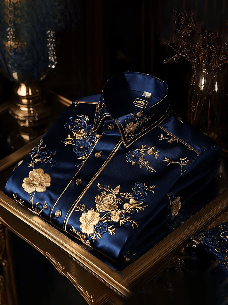 Men's Satin Luxe Print Short Sleeve Button Shirt