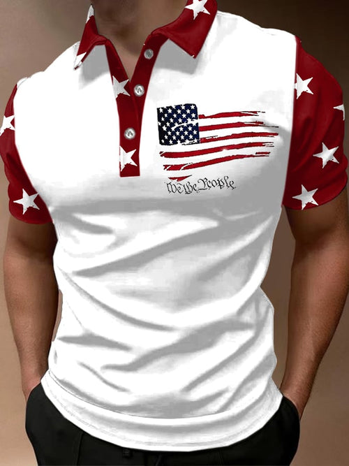 Men'S Flag Print Polo Shirt