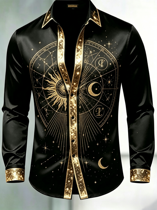 Men's Celestial Four Symbols Long Sleeve Dress Shirt