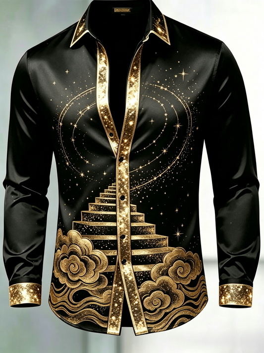 Men's Starry East Astrology Long Sleeve Shirt