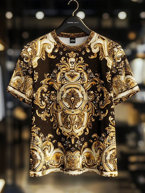 Men's Business Luxury Printed  Cotton Short Sleeve T-Shirt