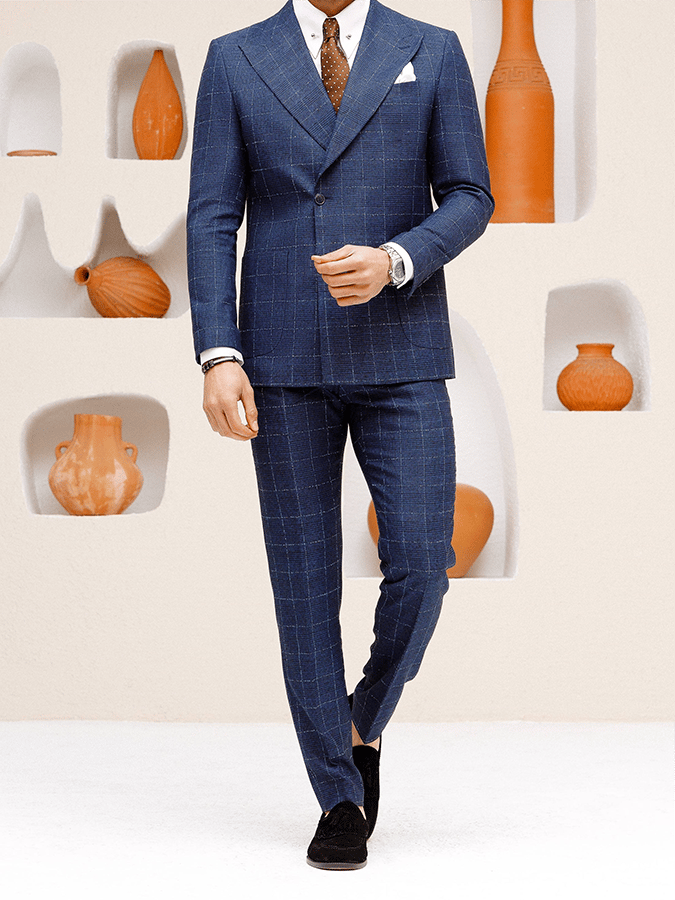 Men's Retro Single Breasted Plaid Gentleman Business Suit Jacket