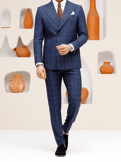 Men's Retro Single Breasted Plaid Gentleman Business Suit Jacket
