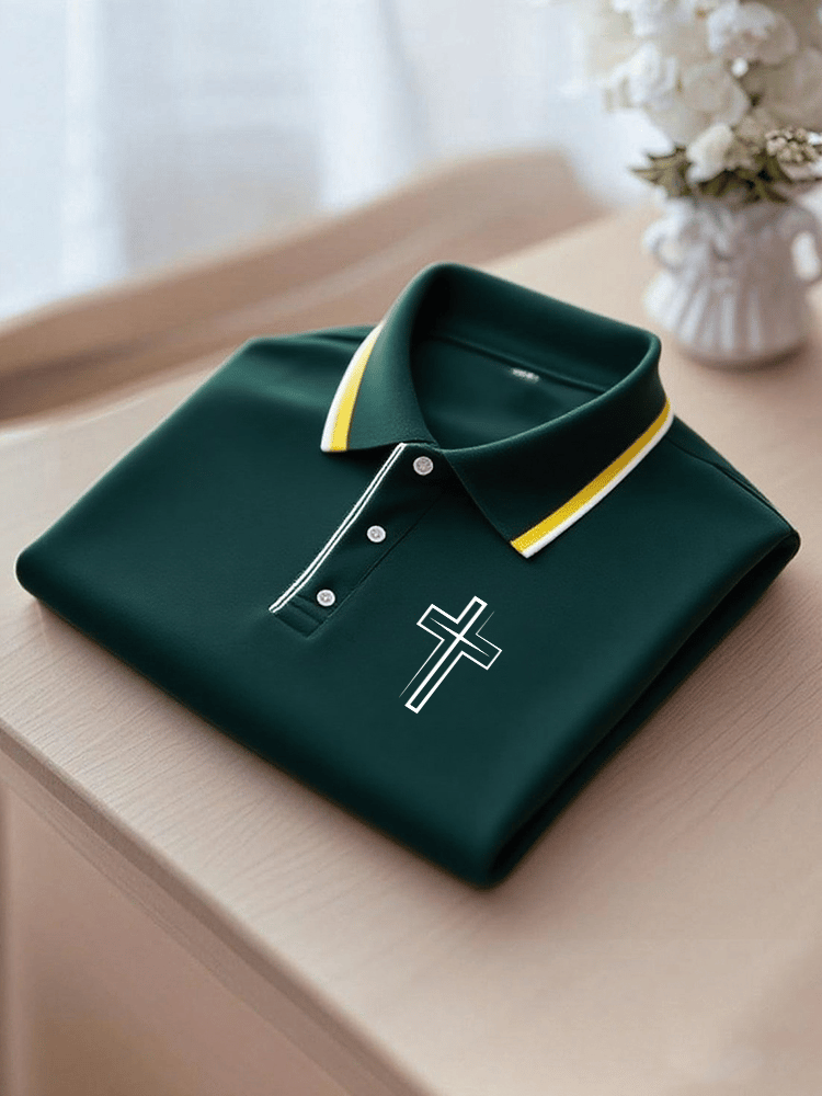 Men's Faith Printed Casual Short Sleeve Polo Shirt