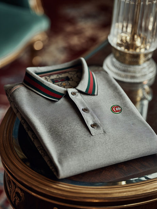 Men's Retro Business Print Long Sleeve Polo Shirt