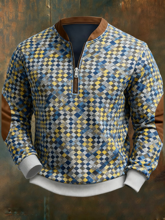 Men's Casual Geometric Color Block Print Sweatshirt