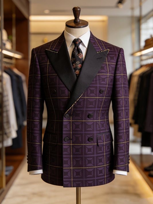 Men's luxury business plaid suit jacket