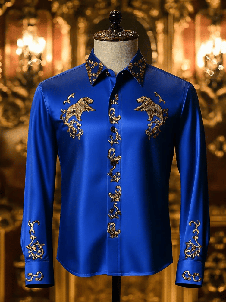 Men's Satin Wing Luxury Business Long Sleeve Shirt