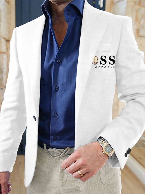 Men's Retro Single Breasted Letter Design Gentleman Business Suit Jacket