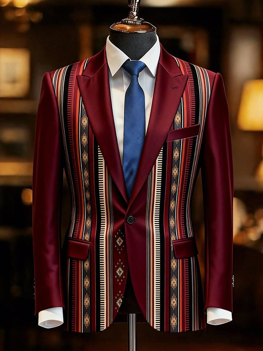 Men's Business Casual Striped Suit Jacket