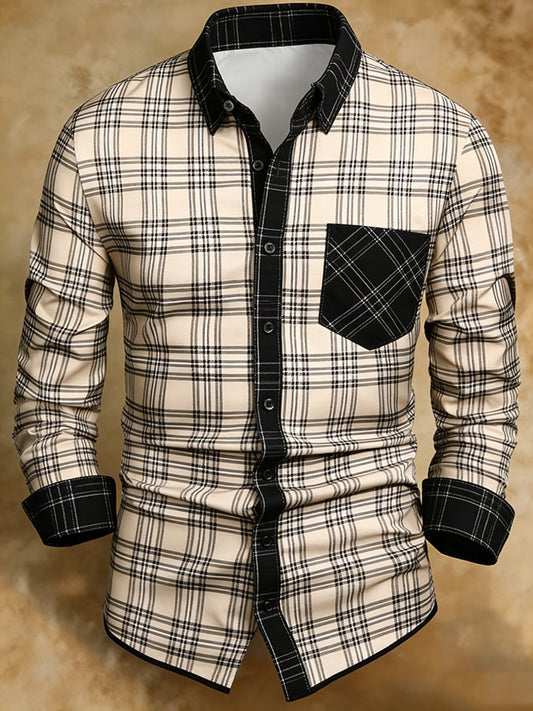 Men's Retro Abstract Art Print Comfortable Business Style Shirt