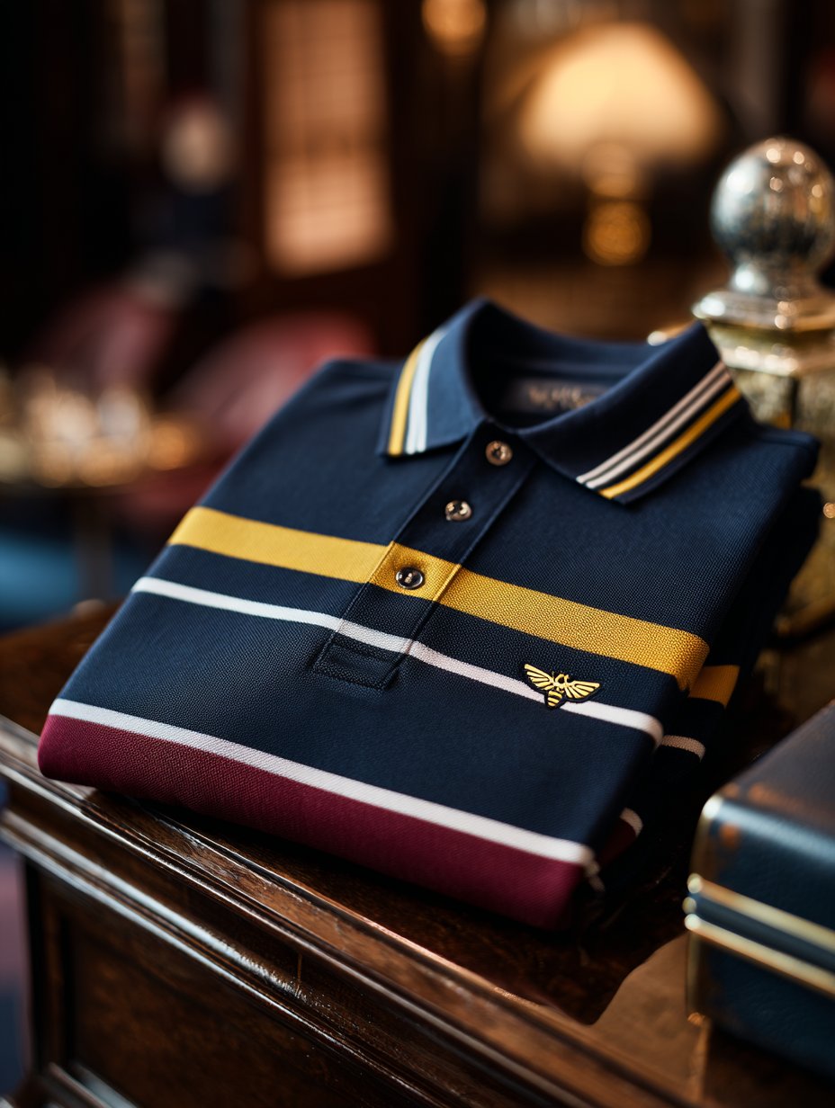 Men's Striped Business Casual Short Sleeve Polo Shirt