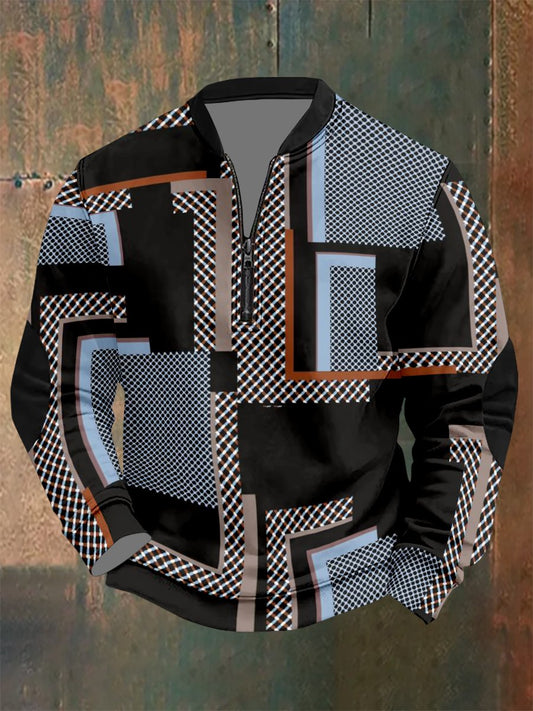 Men's Vintage Geometric Style Print Sweatshirt