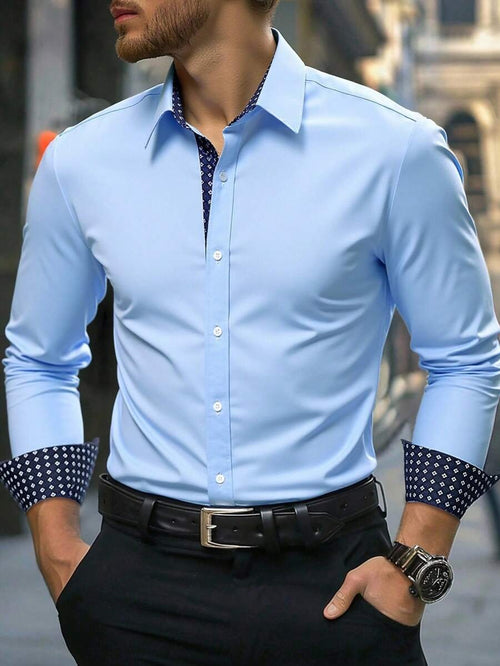 Men's Street Style Business Casual Printed Long Sleeve Shirt