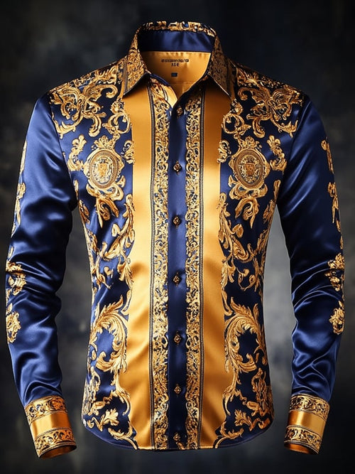 Men's Satin Luxe Long Sleeve Button Down Shirt