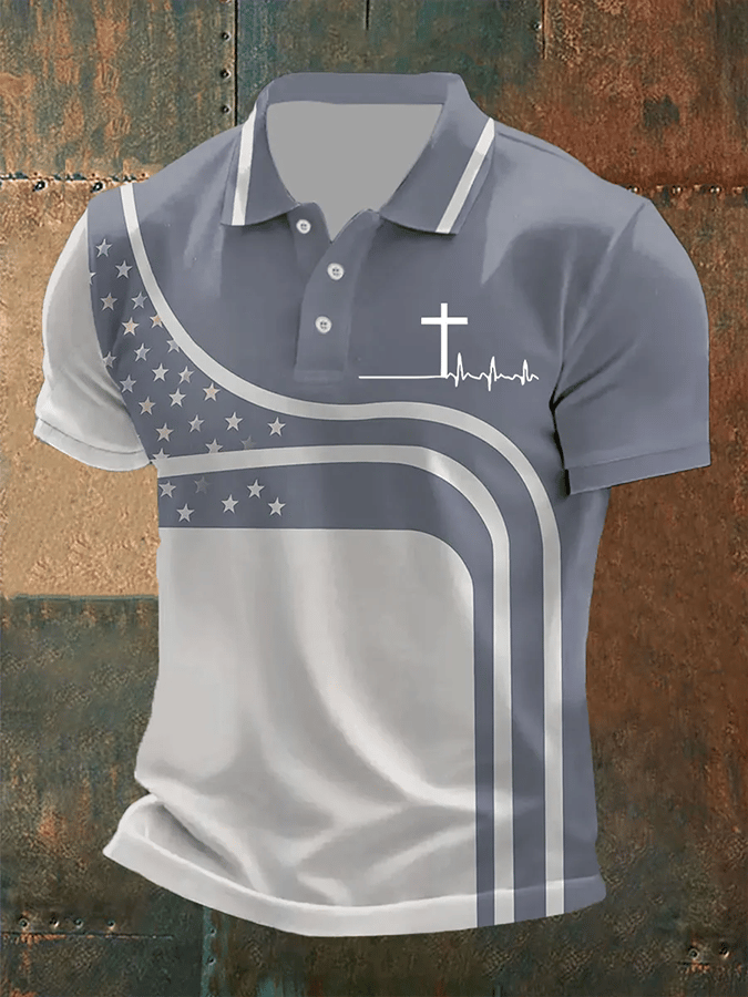 Men's Faith Printed Casual Polo Shirt