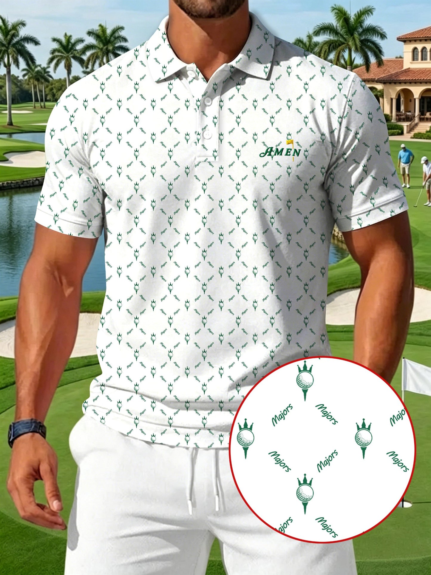 Men's Golf Print Casual Polo
