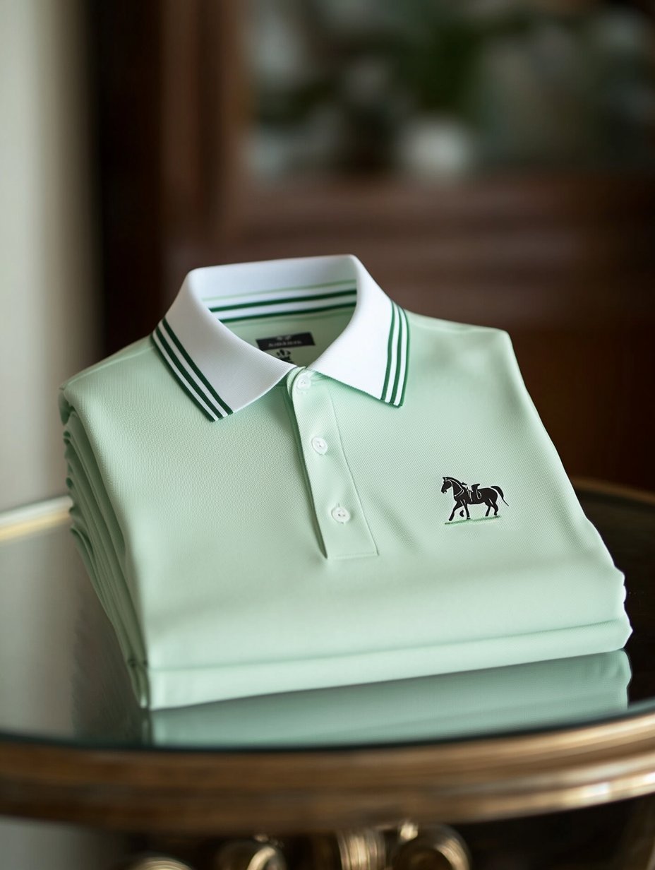 Men's Business Casual Polo Shirt with Embroidered Buttons and Short Sleeves