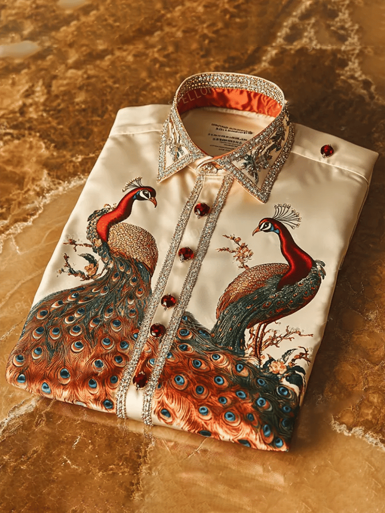 Men's Satin Luxe Print Short Sleeve Button Shirt