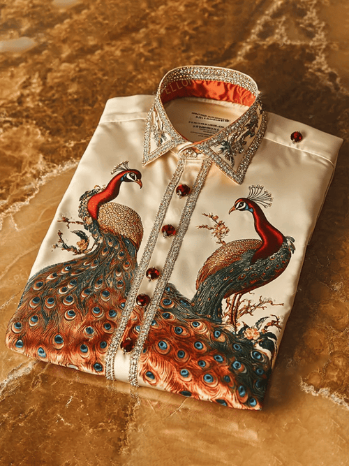 Men's Satin Luxe Print Short Sleeve Button Shirt
