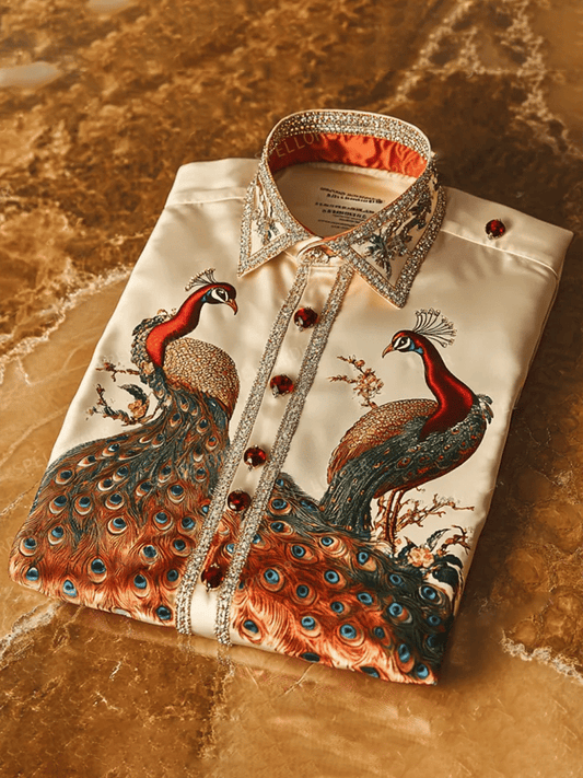 Men's Satin Luxe Print Short Sleeve Button Shirt