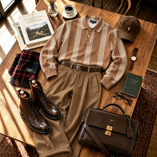 Men's Printed Polo Shirt and Pants Set