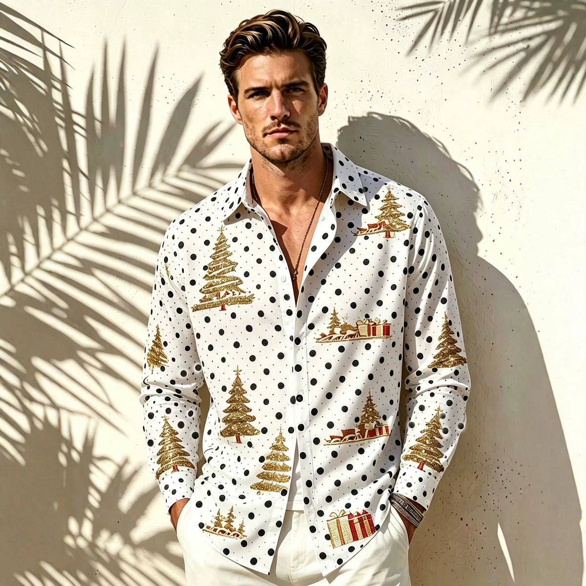 Men's New Amazon Independent Station For Christmas Digital 3D Printing Long Sleeve Lel Shirt