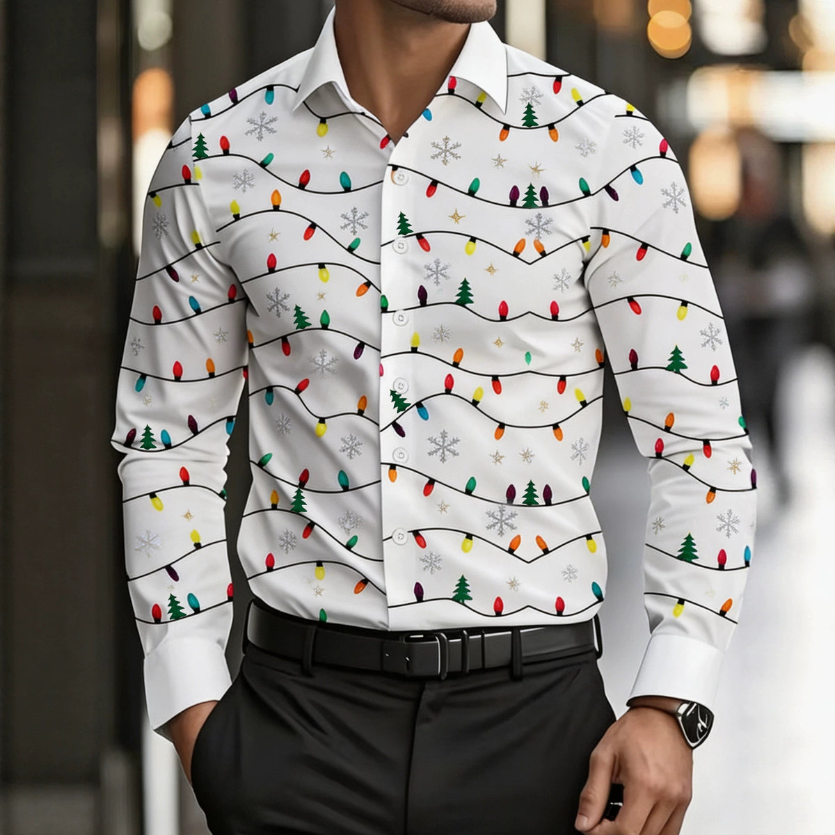 Men's New Amazon Independent Station For Christmas Digital 3D Printing Long Sleeve Lel Shirt