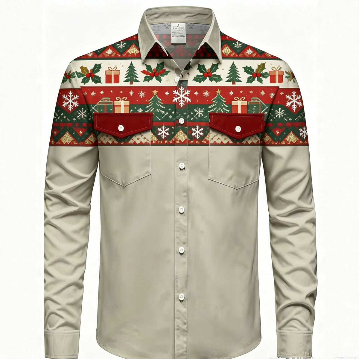 Men's New Amazon Independent Station For Christmas Digital 3D Printing Long Sleeve Lel Shirt