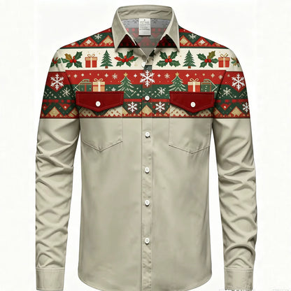 Men's New Amazon Independent Station For Christmas Digital 3D Printing Long Sleeve Lel Shirt