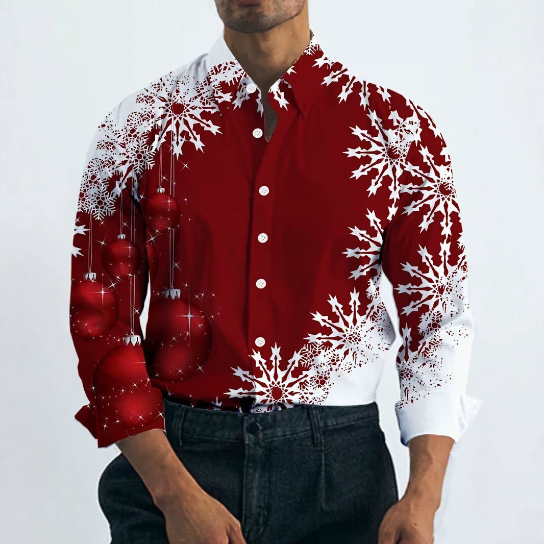 Men's New Amazon Independent Station For Christmas Digital 3D Printing Long Sleeve Lel Shirt