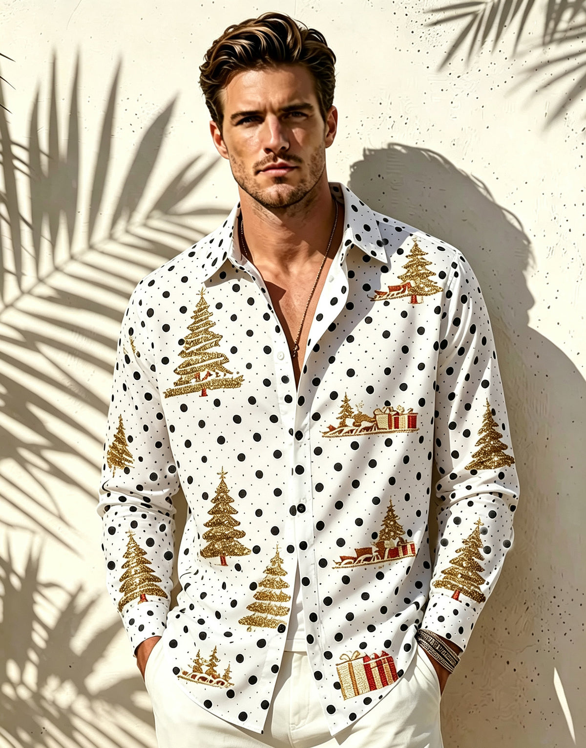 Men's New Amazon Independent Station For Christmas Digital 3D Printing Long Sleeve Lel Shirt