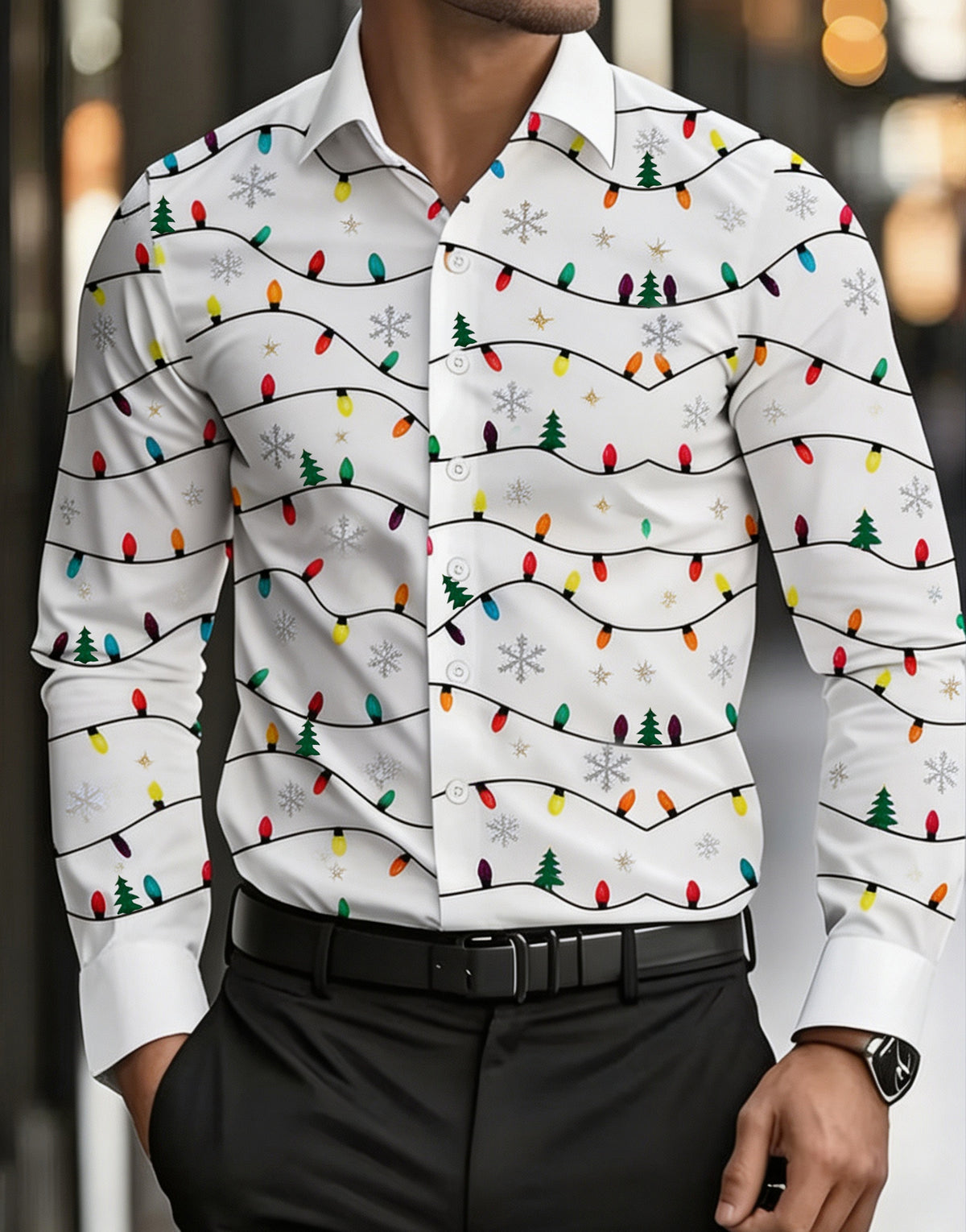 Men's New Amazon Independent Station For Christmas Digital 3D Printing Long Sleeve Lel Shirt