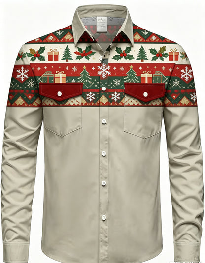 Men's New Amazon Independent Station For Christmas Digital 3D Printing Long Sleeve Lel Shirt