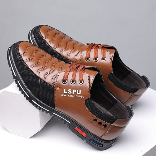 Middle Aged And Elderly Men'S Patchwork Fashionable Casual Leather Shoes