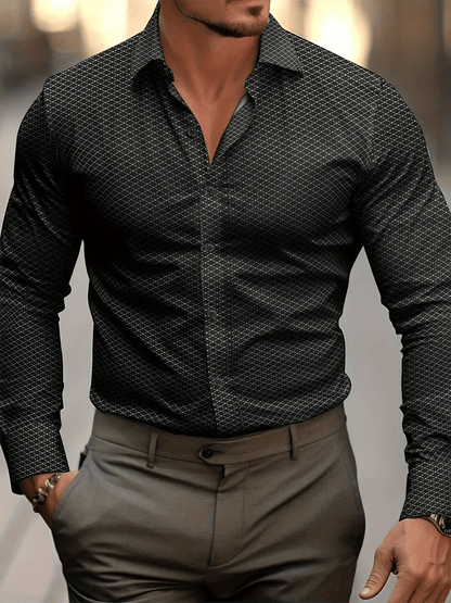 Men's Geometric Design Business Casual Shirt