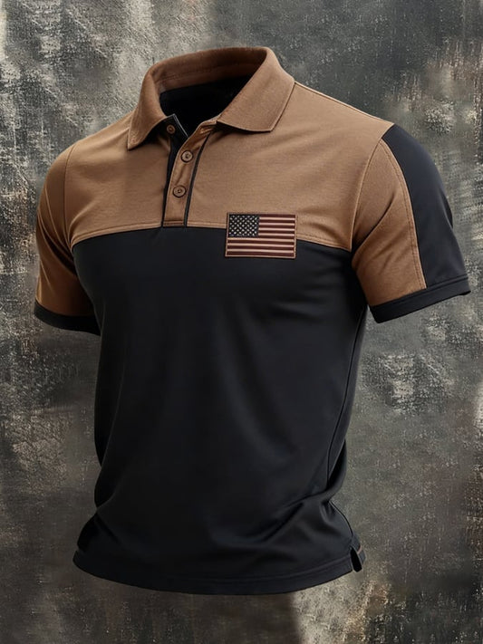 Men's Retro Color-Block "Patriot" Polo T-Shirt