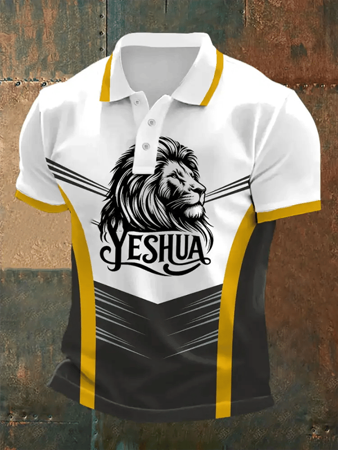 Men's Retro Faith Casual Printed Polo Shirt