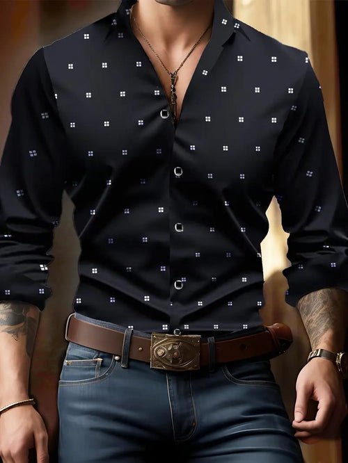 Men's Street Style Business Casual Printed Long Sleeve Shirt
