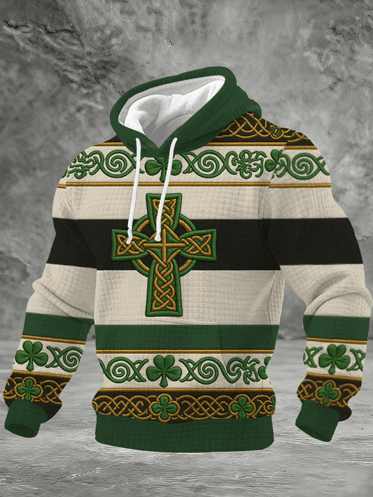 Men's St. Patrick's Day Print Checkered Hooded Sweatshirt