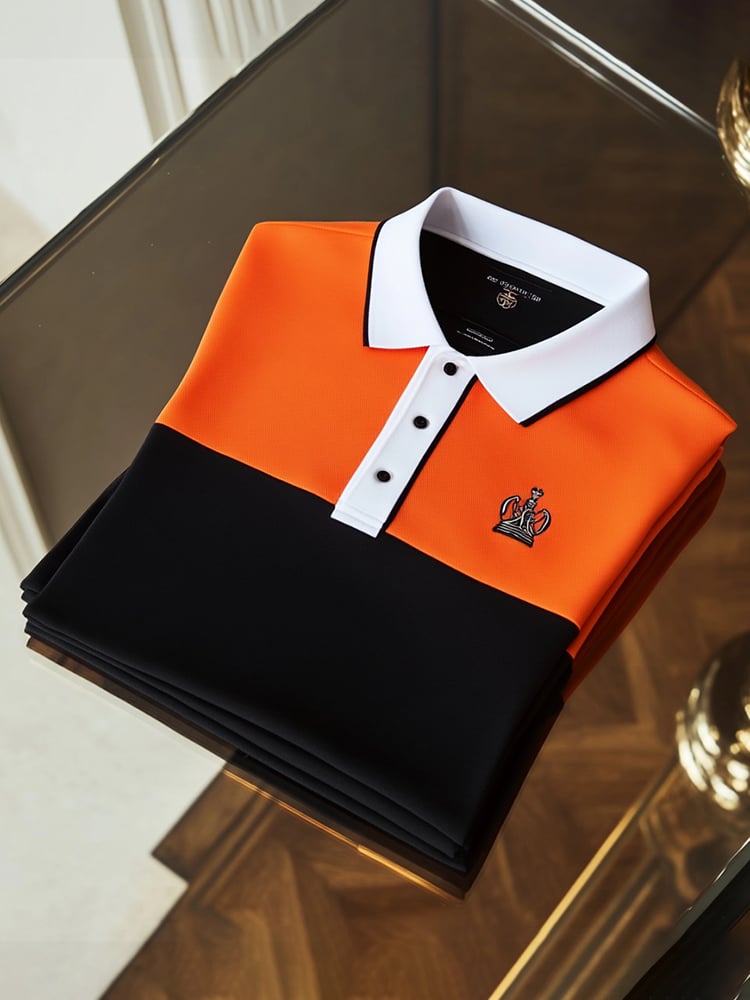 Men's Classic Business Check Button Short Sleeve Polo Shirt
