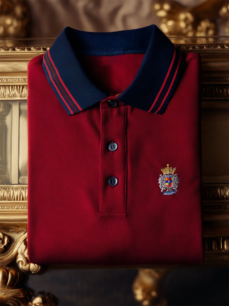 Men's Business Casual Button Short Sleeve Polo Shirt