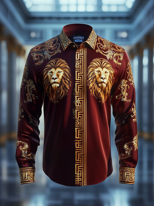 Men's Satin Luxe Print Long Sleeve Button Shirt