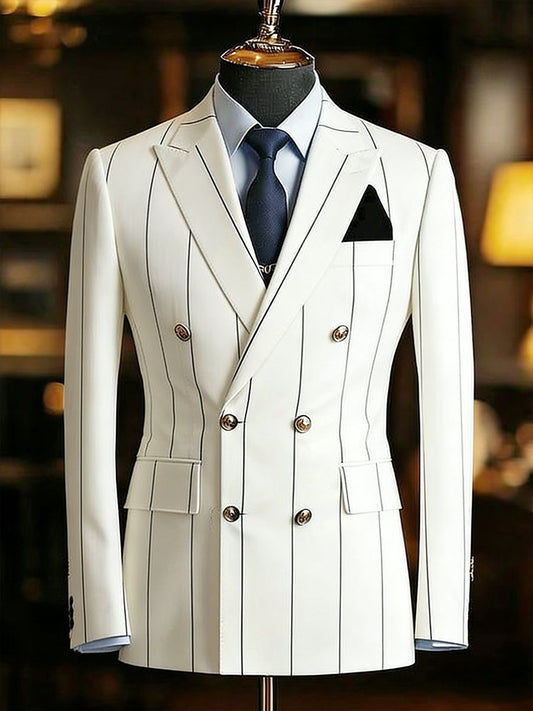 Men's Vintage Commemorative Edition Navy Striped Suit Jacket