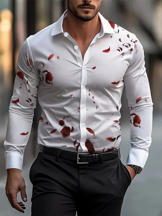 Men's Floral Business Casual Shirt