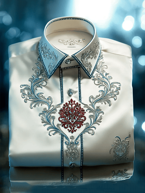 Men's Satin Luxe Print Short Sleeve Button Shirt