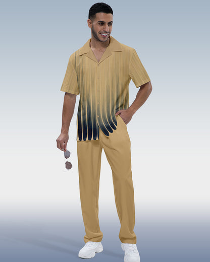 Rianmond Men's Art Short Sleeve Shirt Walking Set 488