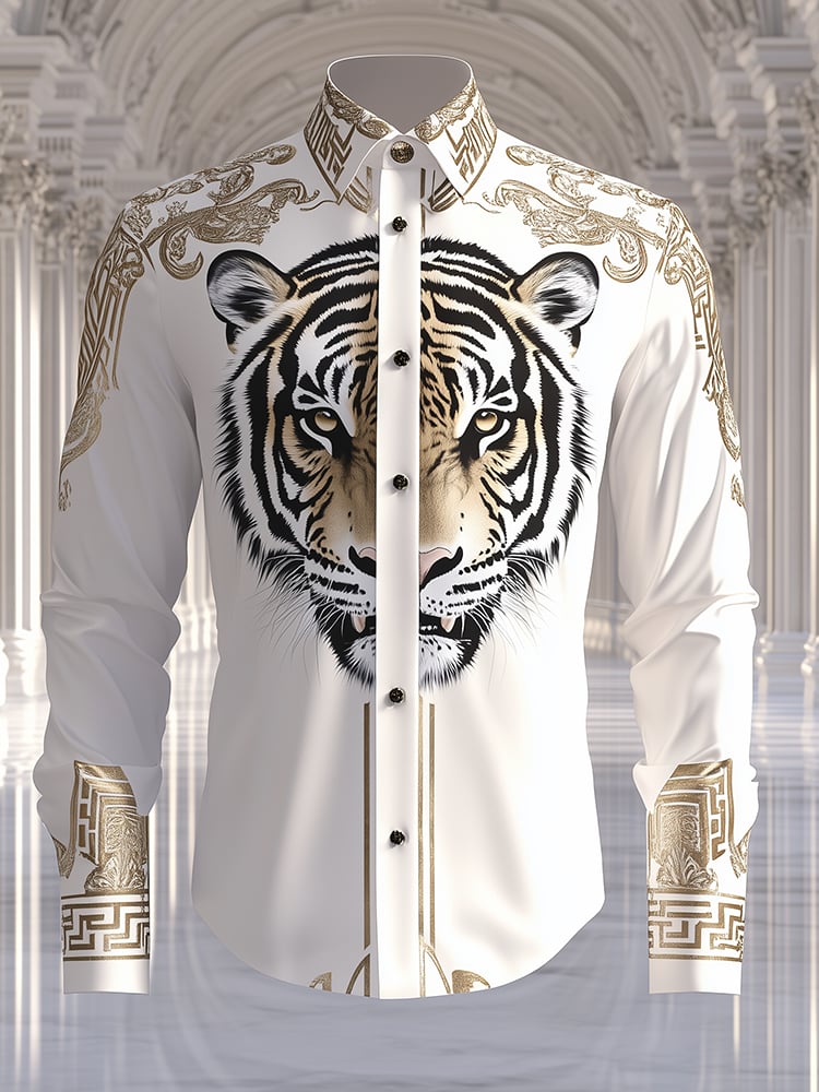 Men's Satin Luxe Print Long Sleeve Button Shirt