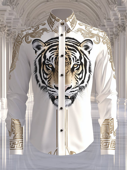 Men's Satin Luxe Print Long Sleeve Button Shirt